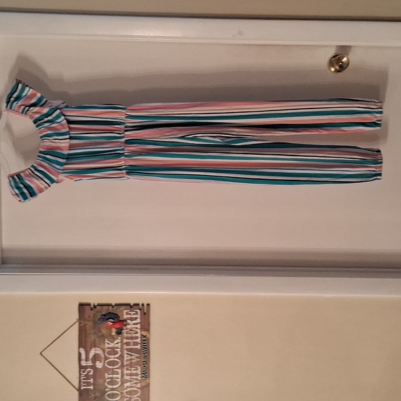 NWT,Adorable,Girl'sCold Shoulder,Pink,Blue,White,Striped, Jumpsuit🩷🤍💙 - Picture 5 of 11